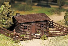 Bachmann Log Cabin w/Fence Snap Kit O Scale Model Railroad Building #45982