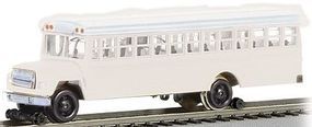 Bachmann Bus w/High Railers White HO Scale Model Train Freight Car #46215 Bachmann Bus w/High Railers White HO Scale Model Train Freight Car #46215
