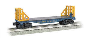 Bachmann WM 40' Flat w/Bulkhead CSX O Scale Model Train Freight Car #47509 Bachmann WM 40' Flat w/Bulkhead CSX O Scale Model Train Freight Car #47509