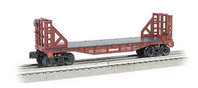 Bachmann WM 40' Flat w/Bulkhead Norfolk Southern O Scale Model Train Freight Car #47510 Bachmann WM 40' Flat w/Bulkhead Norfolk Southern O Scale Model Train Freight Car #47510