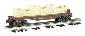 Bachmann 40' Flat Car w/Crate Load Pennsylvania O Scale Model Train Freight Car #47552