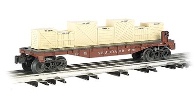 Bachmann 40 Flatcar w/Crate Load - 3-Rail Seaboard Air Line O Scale Model Train Freight Car #47554