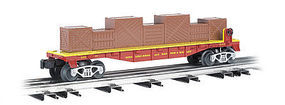 Bachmann 40' Flatcar w/Crate Load 3-Rail Ringling Bros. O Scale Model Train Freight Car #47556 Bachmann 40' Flatcar w/Crate Load 3-Rail Ringling Bros. O Scale Model Train Freight Car #47556