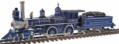 Bachmann American 4-4-0 with Tender B&O 1890s Royal Blue HO Scale Model Train Steam Locomotive #51144