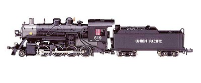Bachmann Baldwin 2-8-0 Union Pacific #619 (black, graphite) N Scale Model Train Steam Locomotive #51352