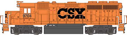 Bachmann EMD Gp40 CSX #9704 Maintenance of Way HO Scale Model Train Diesel Locomotive #63540
