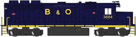 Bachmann EMD GP40 Baltimore & Ohio #3684 (blue, yellow) HO Scale Model Train Diesel Locomotive #66308