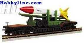 Bachmann 52' Depressed Center Flatcar w/USAF Missile N Scale Model Train Freight Car #71391