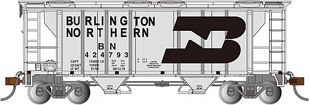Bachmann PS2 2-Bay Covered Hopper Burlington Northern HO Scale Model Train Freight Car #73502