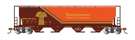 Bachmann 4-bay Cylindrical Hopper Saskatchewan with FRED HO Scale Model Train Freight Car #73802