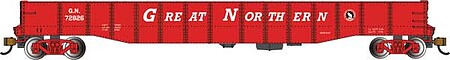 Bachmann 526 Drop-End Gondola - Ready to Run Great Northern #72826 (red, white, black, Small Rocky Silhouette Logo) - N-Scale