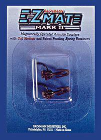 Bachmann HO Over Shank-Short E-Z Mate Mark II Magnetic Knuckle Couplers w/Metal Coil Spring (12pr/cd) (D)