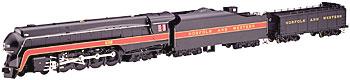 Bachmann Spectrum(R) Steam N&W Freight Service Class J 4-8-4 #608 w/Round End Tender, Doghouse & Auxillary Water Car 1956-60 - HO-Scale