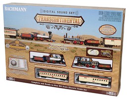 Bachmann Transcontinental Train Set with Sound and DCC Union Pacific, Central Pacific 4-4-0 Locomotives, 2 Cars, Track and Controll Bachmann Transcontinental Train Set with Sound and DCC Union Pacific, Central Pacific 4-4-0 Locomotives, 2 Cars, Track and Controll