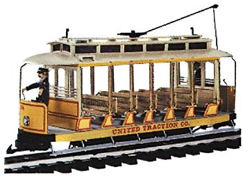 Bachmann Open Streetcar w/Lights Standard DC United Traction #504 (Yellow, cream) G Scale #93938