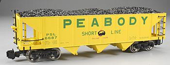 Bachmann 3-Bay Hopper - Peabody Coal G Scale Model Train Freight Car #98229