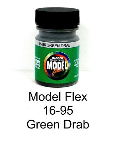 Badger Modelflex Green Drab 1oz Hobby And Model Acrylic Paint #1695