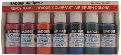 Badger Air-Opaque Paints Secondary Set 1oz. Bottles Model Airbrush Acrylic Paint Set #702s