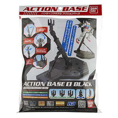 Bandai Black Action Base 1 (10) Plastic Model Display Stand Kit 1/144 Scale #148215