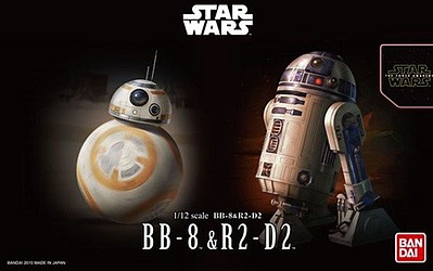Bandai Star Wars BB8 & R2D2 Droid Figures (Snap) Plastic Model Figure Kit 1/12 Scale #203220