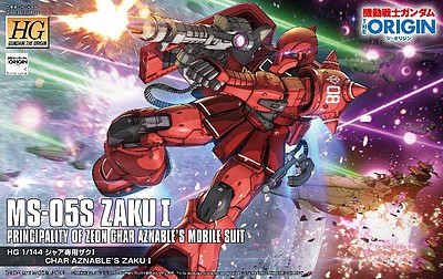 Bandai MS-05S Char Aznables Zaku I The Orgin HG Snap Together Plastic Model Figure 1/144 #212974