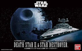 Bandai Star Wars Death Star II & Star Destroyer Snap Together Plastic Model Spacecraft Kit #230358
