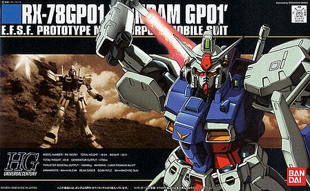 Bandai HG Gundam - RX-78GP01 Gundam GP01 Snap Together Plastic Model Figure Kit 1/144 Scale #77165