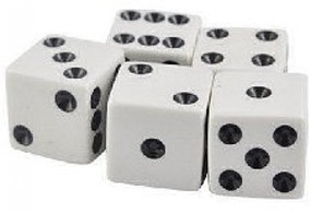Bojeux Rustik- 5 White Dice (bagged w/header) Bojeux Rustik- 5 White Dice (bagged w/header)
