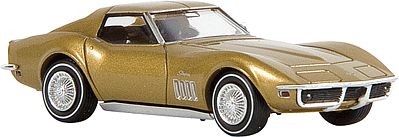 Berkina 1969 Chevrolet Corvette C3 Assembled Gold Model Railroad Vehicle HO Scale #19962