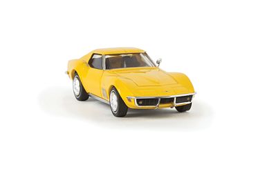 Berkina 1969 Chevrolet Corvette C3 Assembled Yellow Model Railroad Vehicle HO Scale #19976