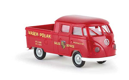 Berkina 1960-1963 Volkswagen Pritsche T1b Crew-Cab Pickup Truck - Assembled Vasek Polak (red, yellow, German Lettering)