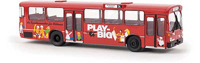 Berkina 1967-1970s Mercedes-Benz O 305 City Bus - Assembled HH-Schnellbahn (red, white Play Big Ad, German Lettering)