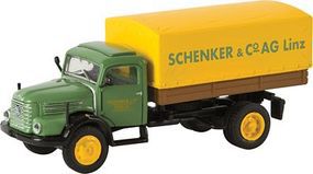 Berkina 1955-1968 Steyr 480/II Low-Side Delivery Truck w/Tarp HO Scale Model Railroad Vehicle #58038 Berkina 1955-1968 Steyr 480/II Low-Side Delivery Truck w/Tarp HO Scale Model Railroad Vehicle #58038