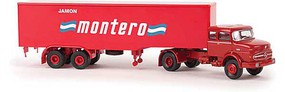 Berkina Mercedes-Benz LPS 1620 Tractor w/Reefer Trailer Assembled Jamon Montero (Red, white, blue, Argentinian Spanish Lettering) Berkina Mercedes-Benz LPS 1620 Tractor w/Reefer Trailer Assembled Jamon Montero (Red, white, blue, Argentinian Spanish Lettering)