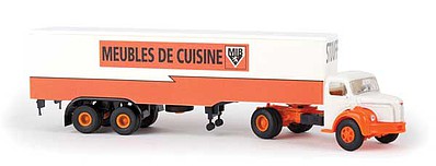 Berkina 1950s Berliet TLR 8 Tractor w/Trailer - Assembled Stouff (oragne, white, French Lettering)