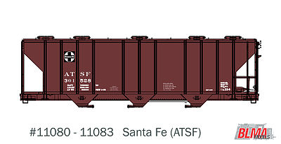 BLMS PS-2CD 4000 Cubic Foot Covered Hopper Santa Fe #301594 N Scale Model Train Freight Car #11080