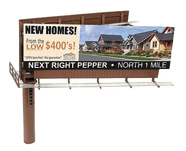Lighted Advertising Billboard w/26 Interchangeable Signs For O Guage Train 