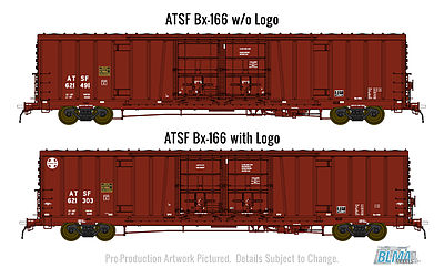 BLMS 60 Double Door Boxcar ATSF #621566 HO Scale Model Train Freight Car #53012