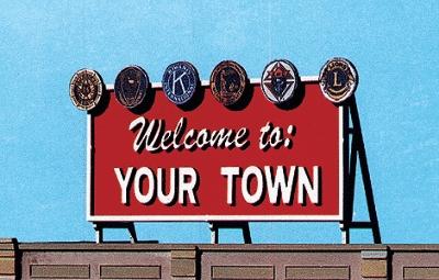 Blair-Line Laser-Cut Wood Billboards Welcome to Yourtown HO Scale Model Railroad Roadway Accessory #1528
