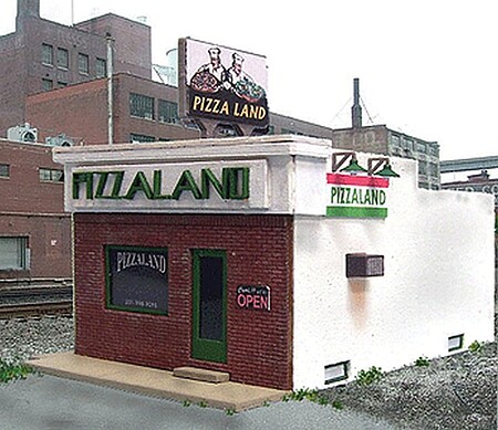 Blair-Line Pizzaland Kit (2-1/4 x 4 5.7 x 10.2cm) HO Scale Model Railroad Building #196