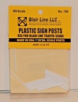 Blair-Line Round Plastic sign post HO Scale Model Railroad Roadway Signs #199