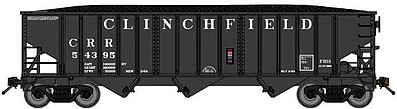 Bluford 70-Ton 3-Bay 14-Panel Hopper w/Load 3-Pack - Ready to Run Clinchfield (black, Spelled-Out Roadname) - N-Scale