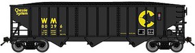 Bluford 70-Ton 3-Bay 14-Panel Hopper w/Load 2-Pack Ready to Run Chessie System WM (black, yellow) N-Scale Bluford 70-Ton 3-Bay 14-Panel Hopper w/Load 2-Pack Ready to Run Chessie System WM (black, yellow) N-Scale