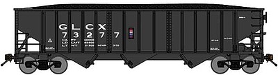 Bluford 70-Ton 3-Bay 14-Panel Hopper w/Load 2-Pack - Ready to Run Great Lakes Carbon GLCX (black) - N-Scale
