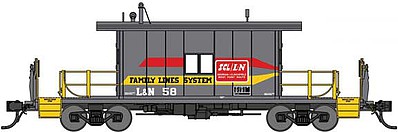 Bluford Steel Transfer Caboose w/Long Roof - Ready to Run Family Lines L&N 58 (gray, yellow, red) - N-Scale