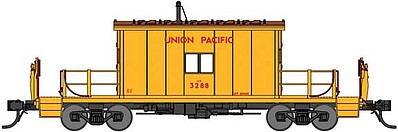 Bluford Steel Transfer Caboose w/Short Roof - Ready to Run Union Pacific 3288 (Armour Yellow, red) - N-Scale
