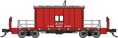 Bluford Steel Transfer Caboose w/Short Roof - Ready to Run Great Northern X179 (red, silver, Be Wise Beware Be Safe Slogan) - N-Scale