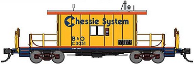 Bluford Steel Transfer Caboose w/Long Roof - Ready to Run Chessie System B&O C3051 (yellow, silver, blue, orange)