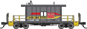 Bluford Steel Transfer Caboose w/Long Roof Ready to Run Family Lines L&amp;N 58 (gray, yellow, red)