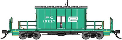 Bluford Steel Transfer Caboose w/Short Roof - Ready to Run Penn Central 18333 (Jade Green, white, Logo)